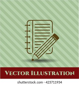 notebook with pencil icon vector symbol flat eps jpg