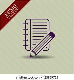 notebook with pencil icon vector symbol flat eps jpg
