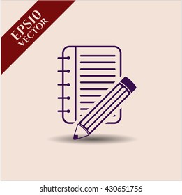 notebook with pencil icon vector symbol flat eps jpg