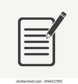 Notebook- und Bleistift-Symbol.Vektorgrafik einzeln auf weißem Hintergrund.Eps10.