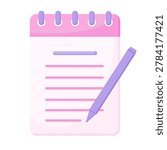 Notebook and pencil illustration, ideal for school, journalism, business, notepad, and other thematic designs