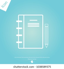 Notebook and pencil line icon