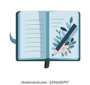 notebook with pencil office icon isolated