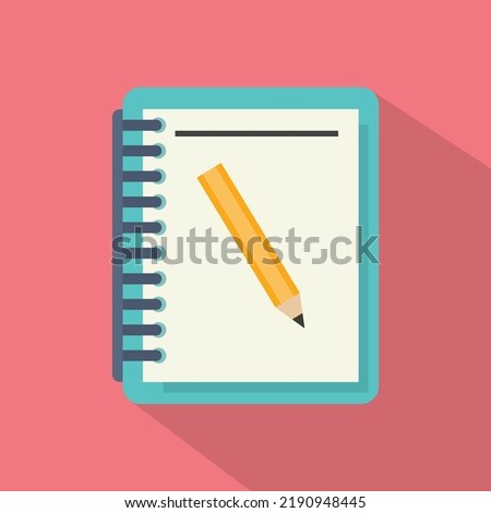 A notebook with a pencil on a pink background. Vector illustration