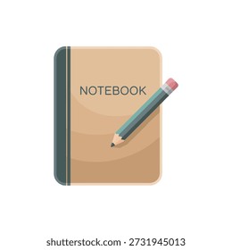 Notebook com lápis na parte superior isolado no fundo branco