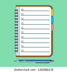 a notebook with a pencil or pen