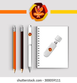 Notebook pencil with pen drive Menu Restaurant