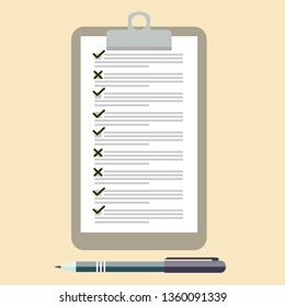 Notebook, pencil and pen. Stock flat vector illustration