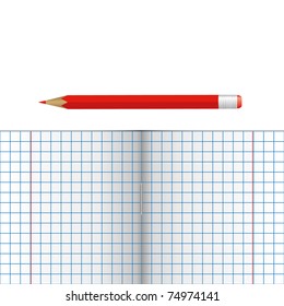 Notebook with pencil. Place for your text. Vector illustration