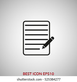 notebook, pencil, record, document, vector icon, eps10