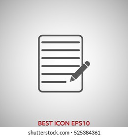 notebook, pencil, record, document, vector icon, eps10