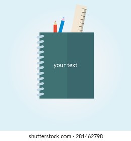notebook with pencil and ruler
