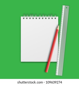 Notebook Pencil and  Ruler Vector