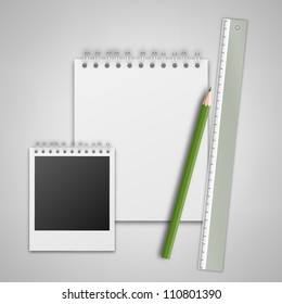 Notebook Pencil and Ruler Vector