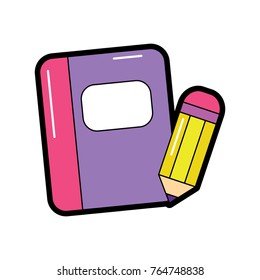 notebook with pencil school supplies icon image