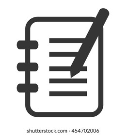 Notebook pencil sheet ,isolated black and white flat icon design