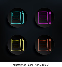 Notebook and pencil sketch dark badge color set icon. Simple thin line, outline vector of education icons for ui and ux, website or mobile application