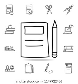 notebook and pencil sketch icon. Element of education icon for mobile concept and web apps. Outline notebook and pencil sketch icon can be used for web and mobile