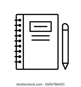 A Notebook and Pencil Symbolizing Study  line art