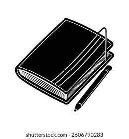 A Notebook and Pencil Symbolizing Study Silhouette vector