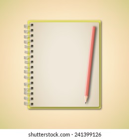 Notebook and Pencil Vector 