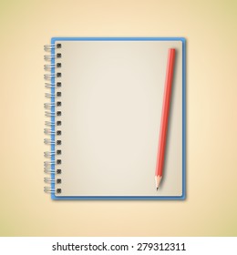 Notebook and Pencil Vector 