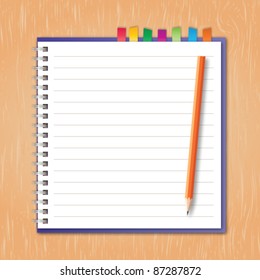 Notebook With Pencil Vector