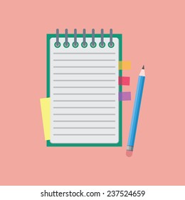 notebook with pencil vector icon