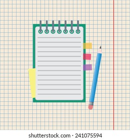 notebook with pencil vector icon