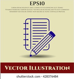 Notebook with pencil vector icon