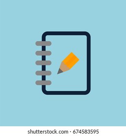 notebook with pencil vector icon