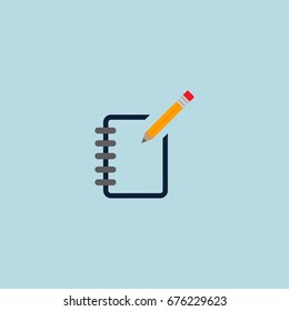 notebook with pencil vector icon