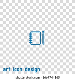 notebook with pencil vector icon on white background