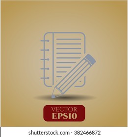 Notebook with pencil vector icon or symbol