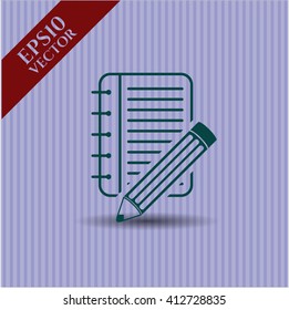Notebook with pencil vector icon or symbol