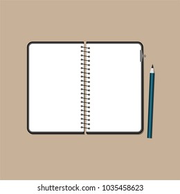 Notebook and pencil vector illustration