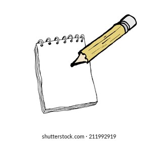 Notebook and pencil vector illustration