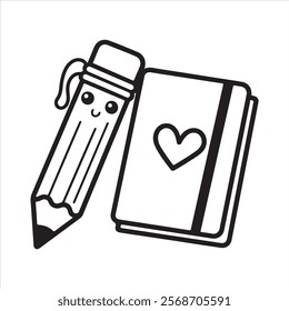 notebook and pencil Vector illustration