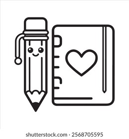 notebook and pencil Vector illustration