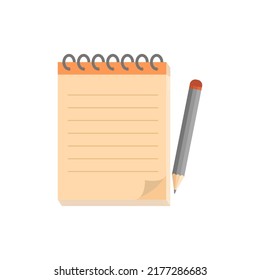 Notebook with pencil vector illustration isolated on white background