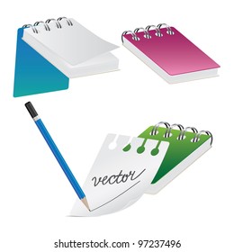 notebook and pencil vector illustration isolated on white background