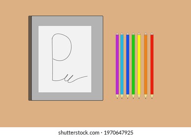 Notebook and pencil vector picture