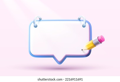 Notebook mit Bleistift, Web-Chat-Kommunikation. Vektorgrafik