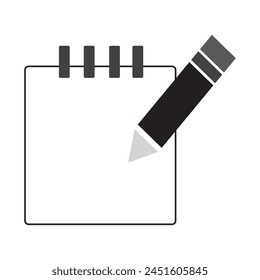 Notebook and pencil for writing in black and white 