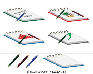 Notebook with pencil, writing and drawing set