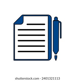 notebook and pend icon. Simple vector sign