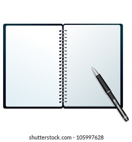 Notebook with pen/Open notebook with pen isolated on white