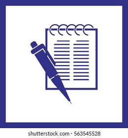 notebook and pen.vector icon.