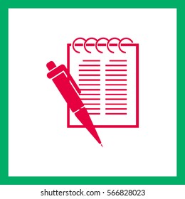 notebook and pen.vector icon.