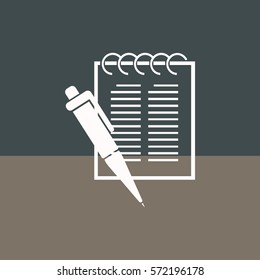 notebook and pen.vector icon.
